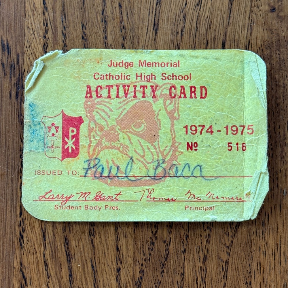 Vintage Judge Memorial Catholic High School Activity Card Bulldog 1974-1975 Card